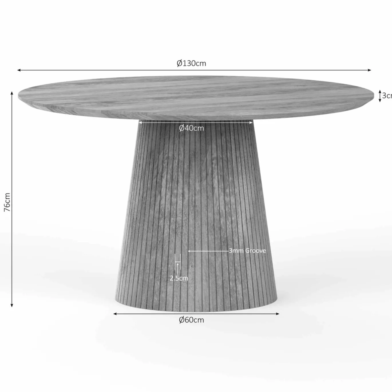 StarFurn Eettafel Solana 130cm Taupe