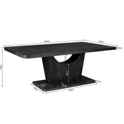 StarFurn Eettafel Voco 200cm Zwart