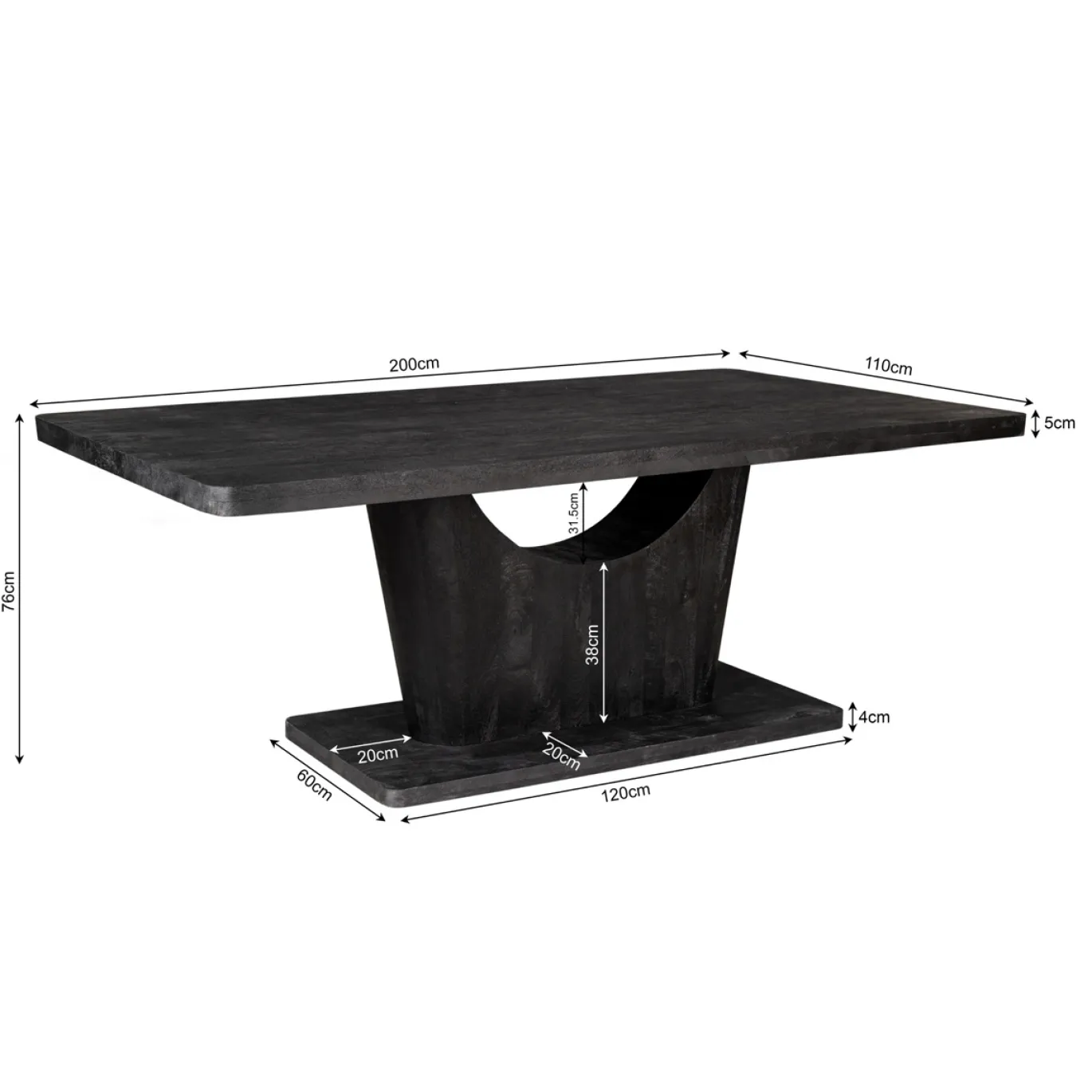 StarFurn Eettafel Voco 200cm Zwart