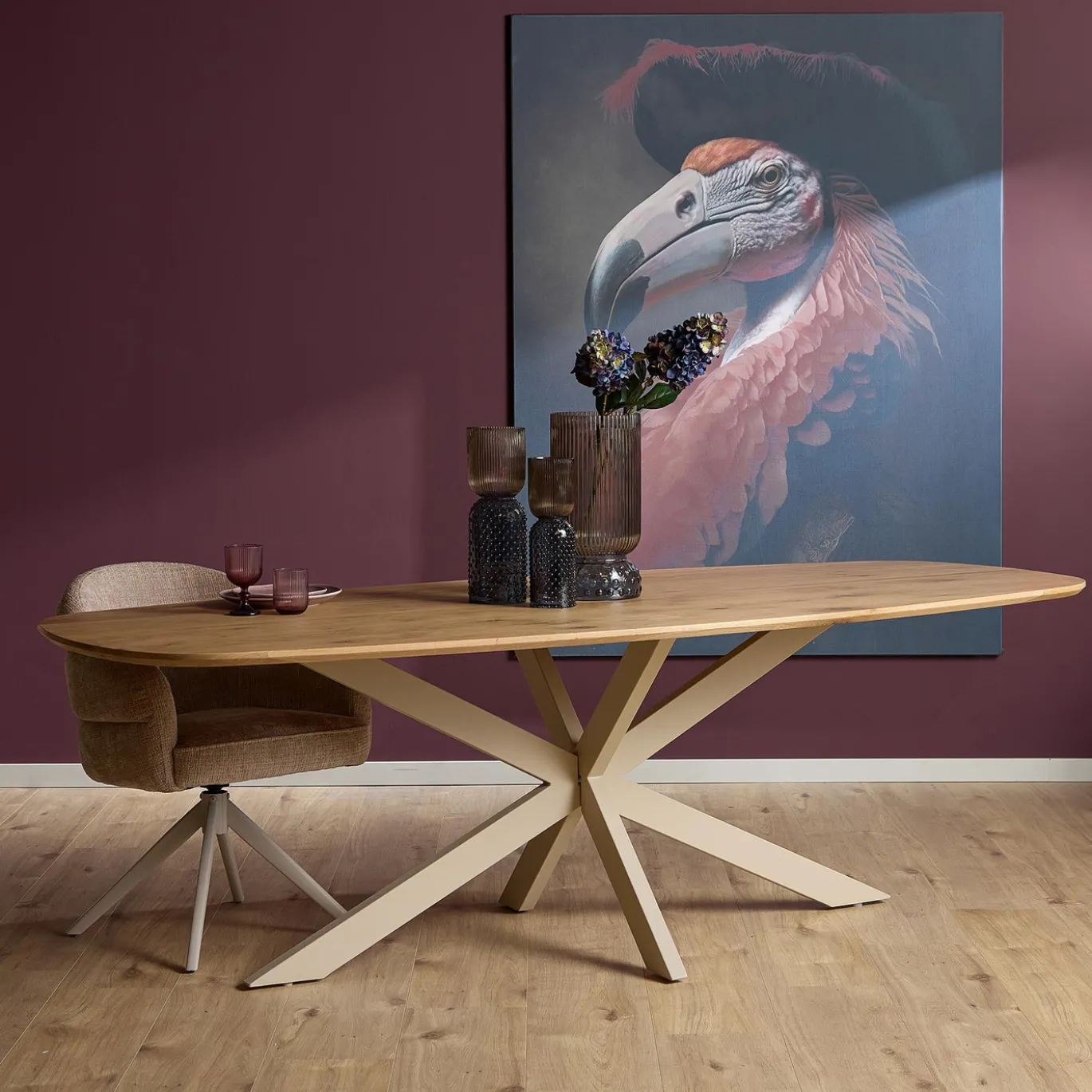 Starfurn Eiken Eettafel Ferris Deens Ovaal Naturel 240cm