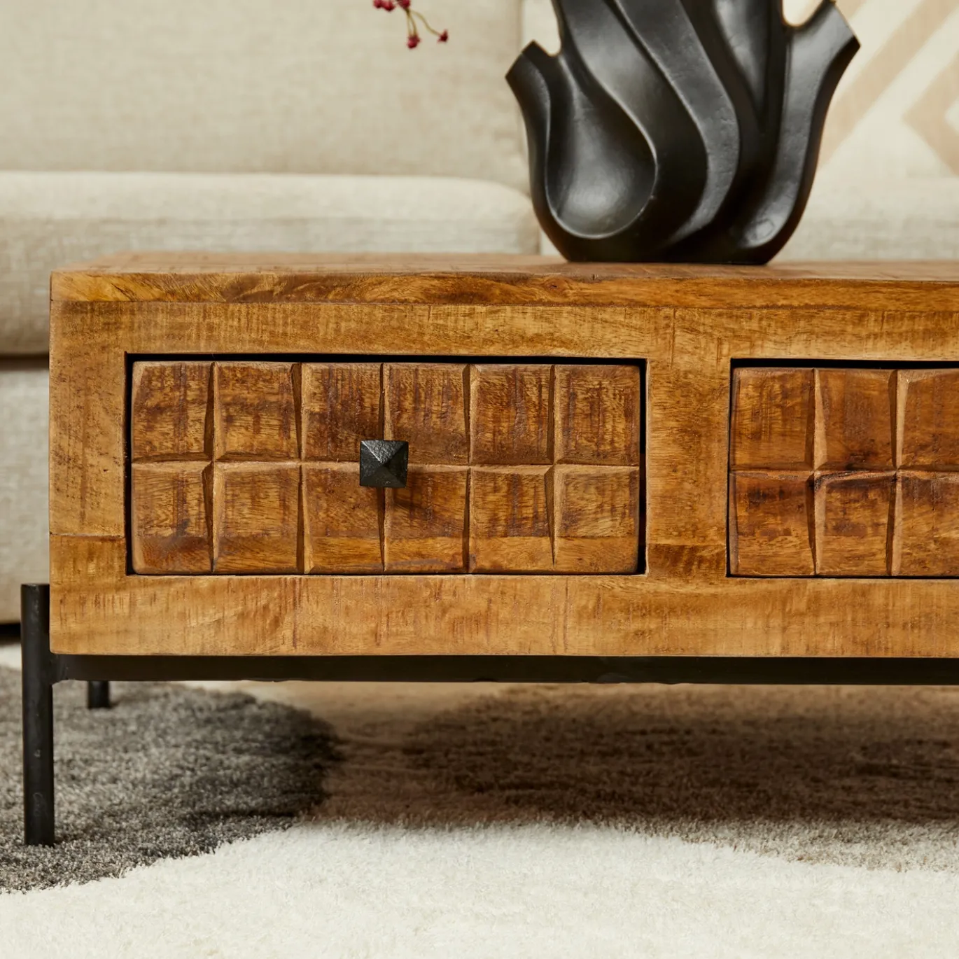 StarFurn Salontafel Brandy Naturel Mangohout 80x80cm