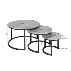 Starfurn Salontafel Dakota Naturel 70cm Set van 3