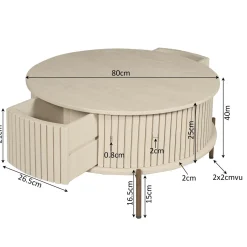 StarFurn Salontafel Madison Zand Ø80cm