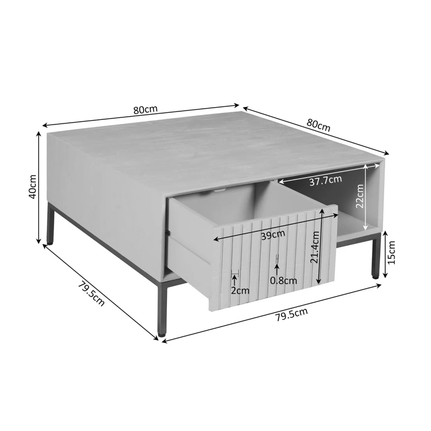 StarFurn Salontafel Madison Bruin 80cm Vierkant