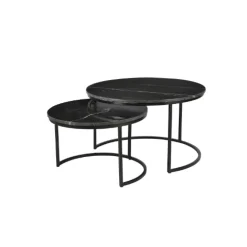 StarFurn Salontafel Nova Set van 2 Rond Zwart Marmer