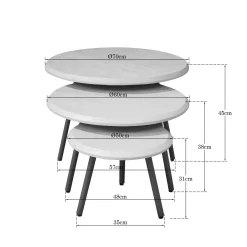StarFurn Salontafel Ohio Zand Mangohout Set van 3 Ø70cm