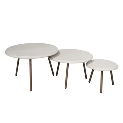 StarFurn Salontafel Ohio Zand Mangohout Set van 3 Ø70cm