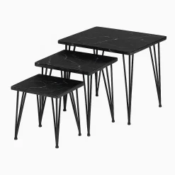 StarFurn Salontafel Set Jala Zwart Marmer 50cm
