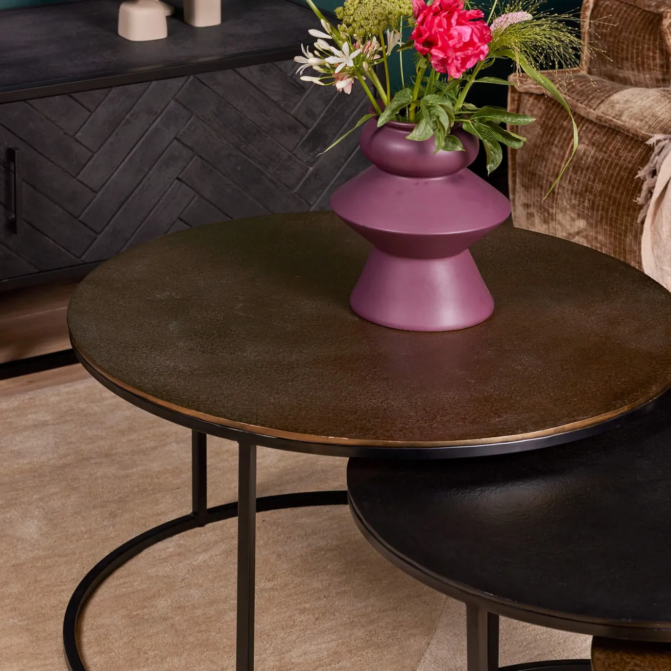 StarFurn Salontafel Set van 3 Xaro Rond Goud