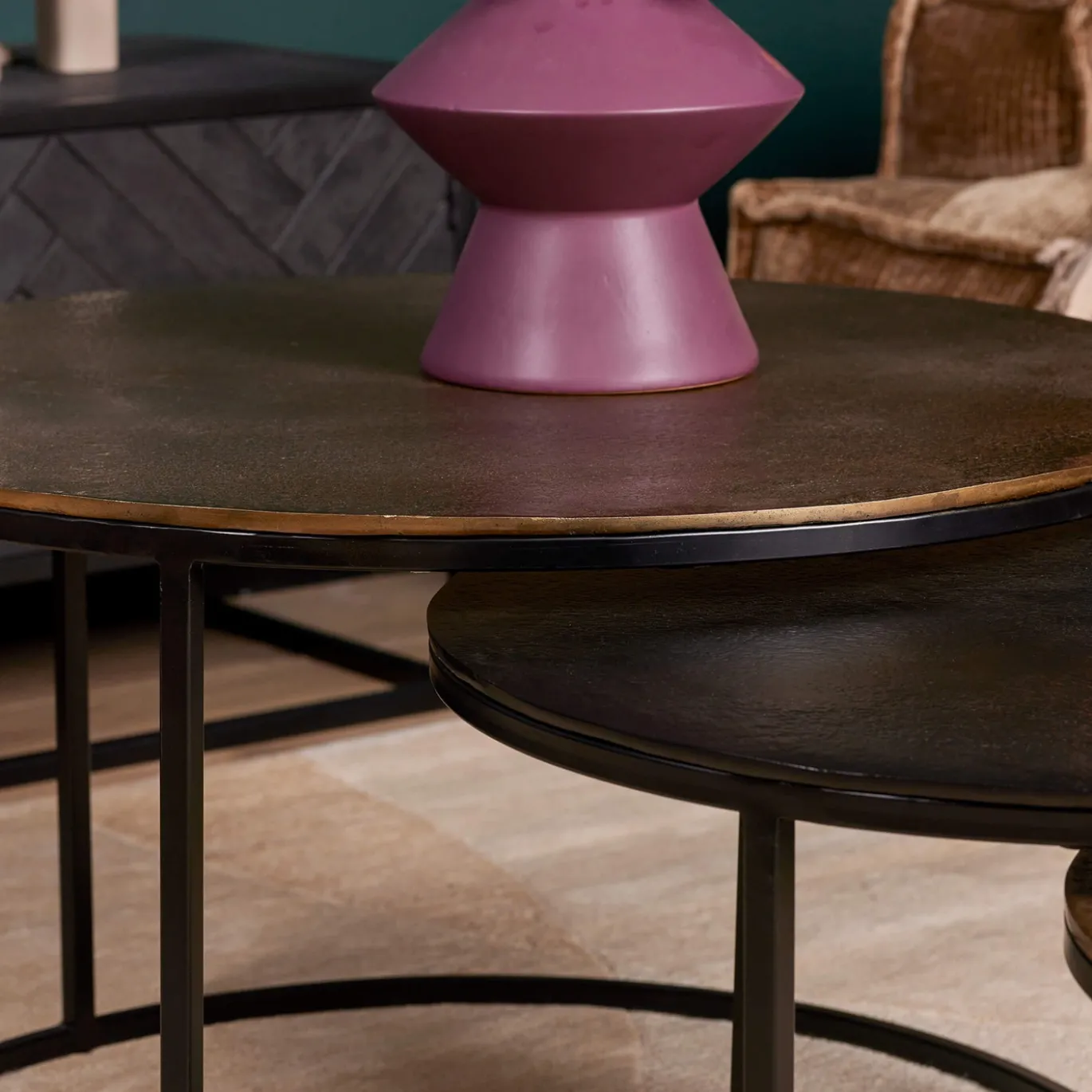 StarFurn Salontafel Set van 3 Xaro Rond Goud