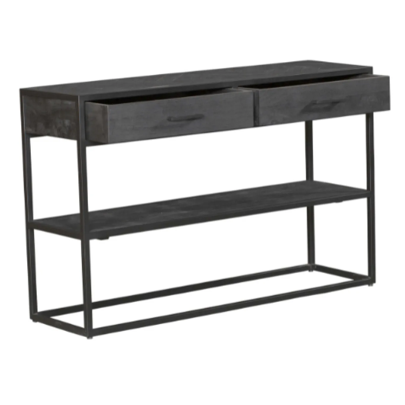 StarFurn Sidetable New York Mangohout Zwart 2 Lades