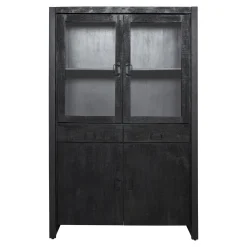 StarFurn Vitrinekast Boaz Zwart Mangohout 115cm