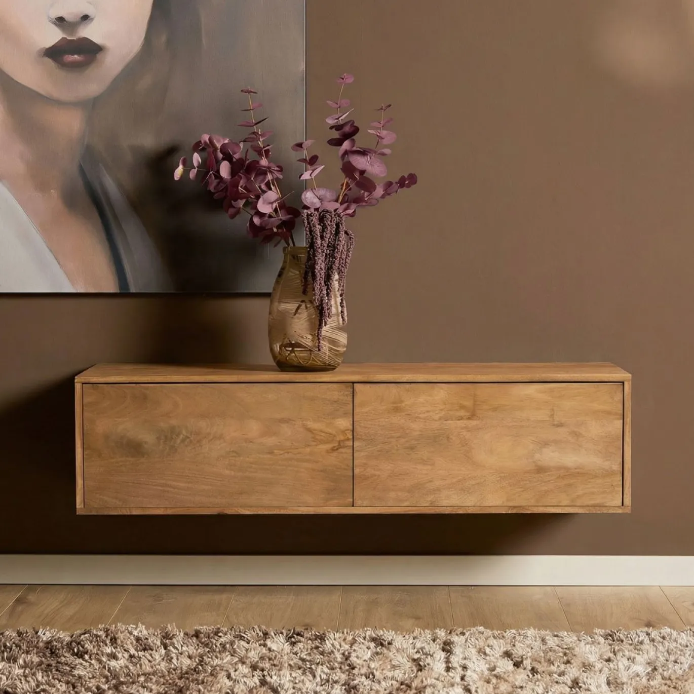 Starfurn Zwevend Tv-meubel Vision Naturel Mangohout 120cm