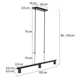 Steinhauer Armatuur Stang 3-Lichts Zwart