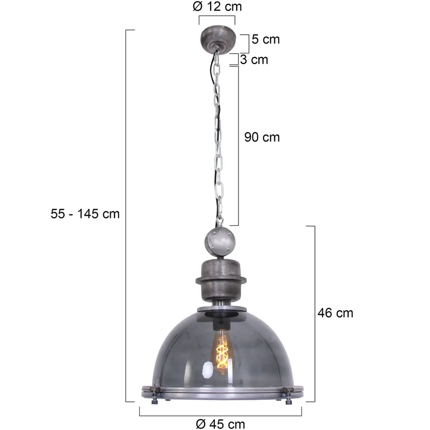 Steinhauer Bikkel Hanglamp Grijs Ø40cm