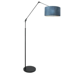 Steinhauer Booglamp Prestige Chic Zwart Velours Blauw