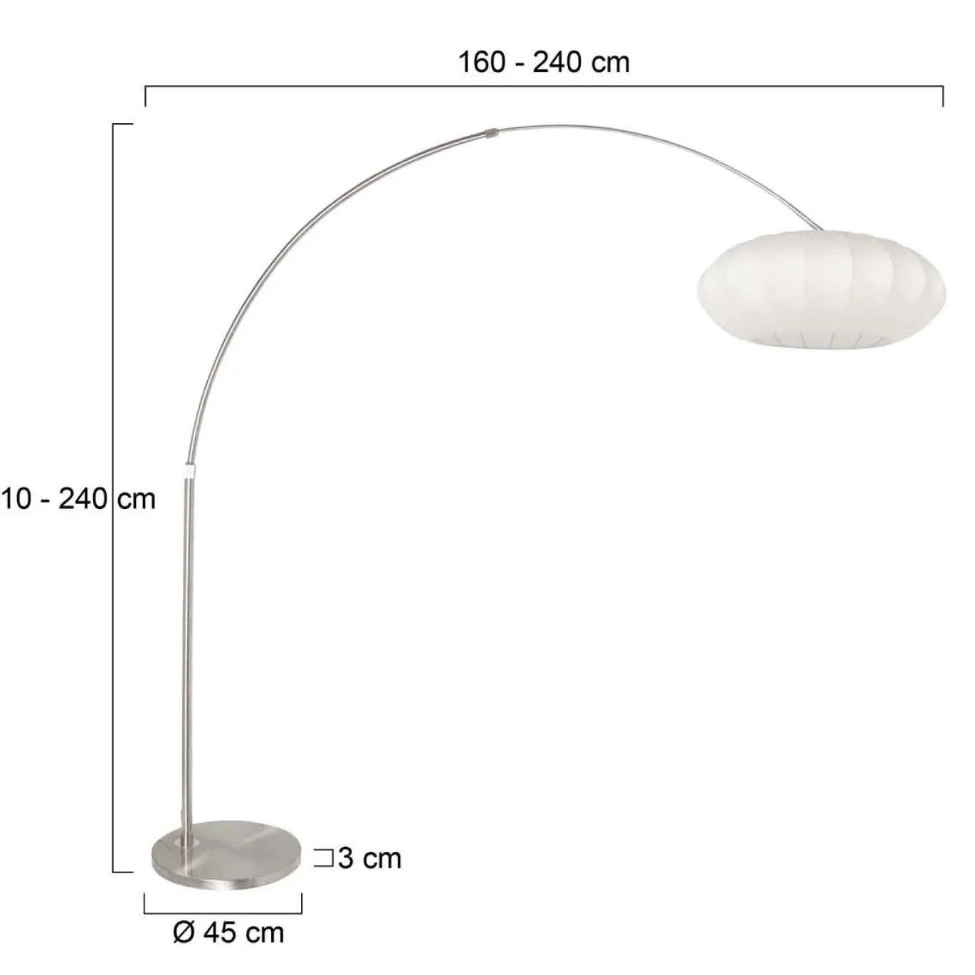 Steinhauer Booglamp Sparkled Light Grijs Zijde Wit