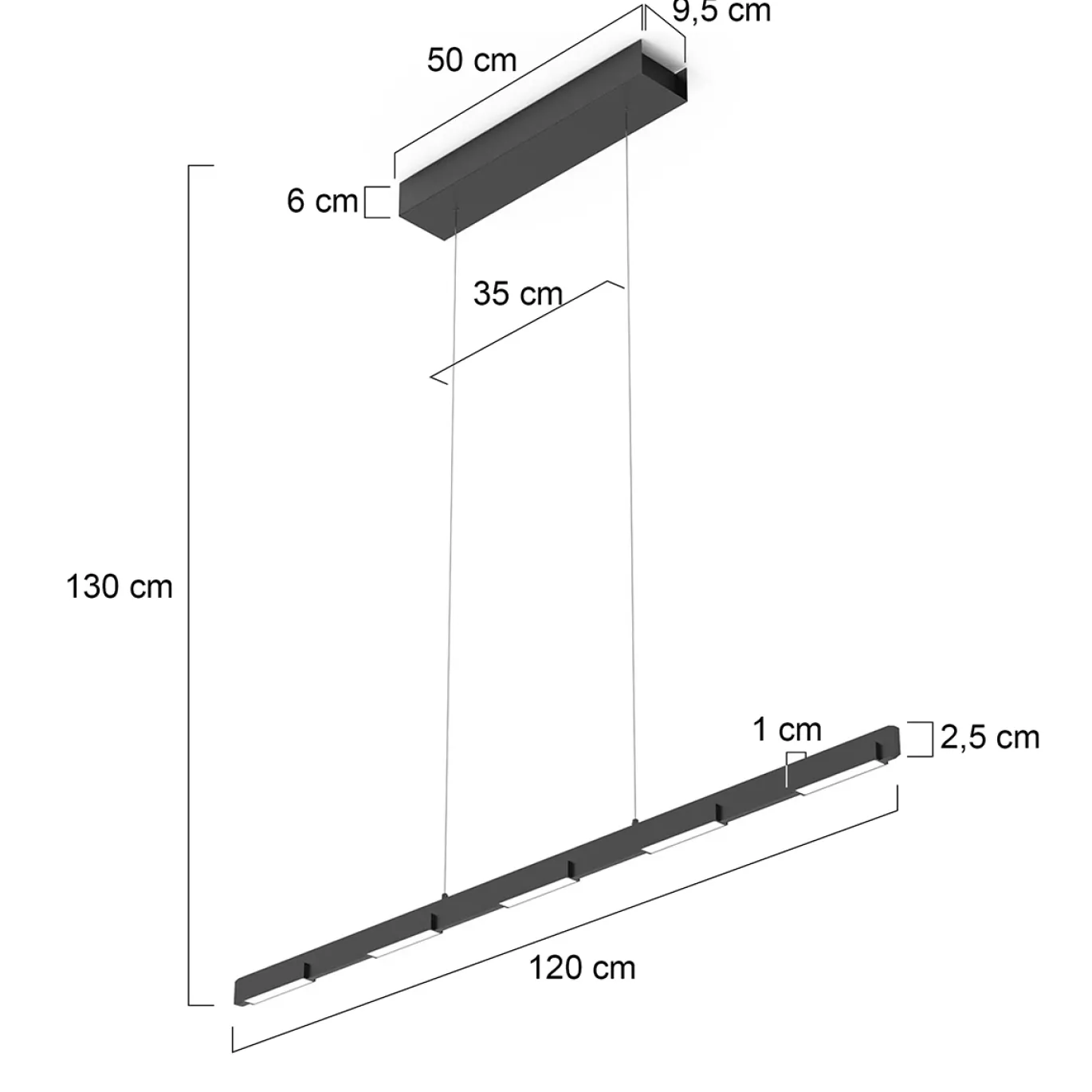 Steinhauer Hanglamp Bloc Zwart 120cm