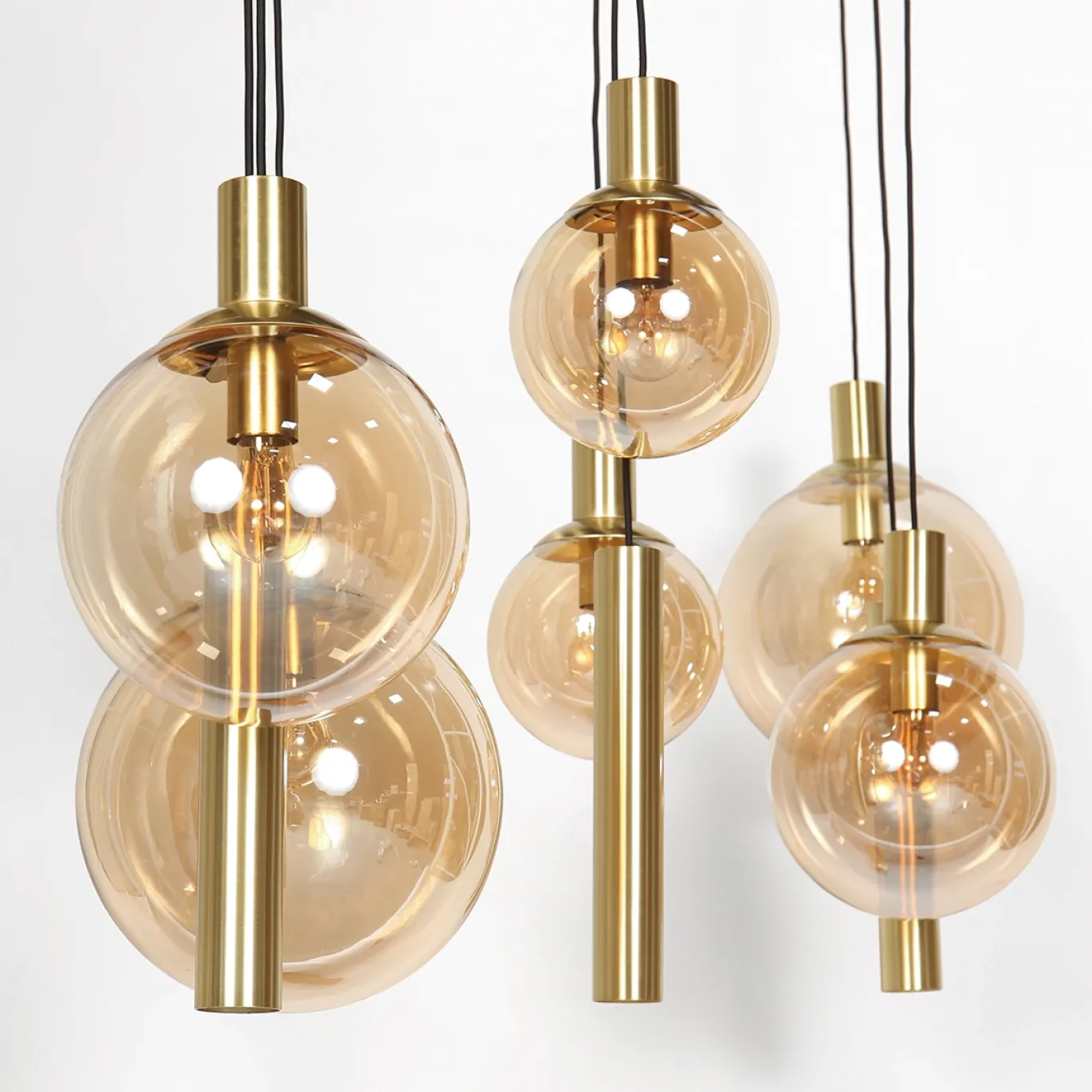 Steinhauer Hanglamp Bollique met Lichtkokers 9-Lichts Messing