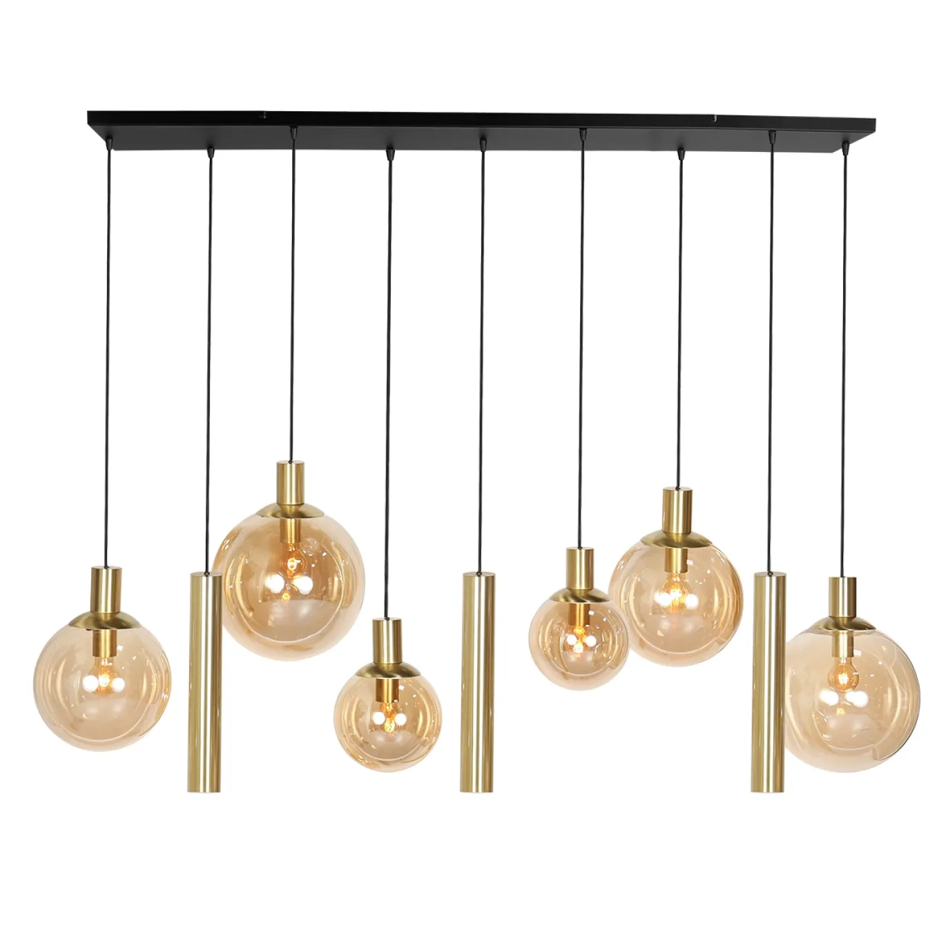 Steinhauer Hanglamp Bollique met Lichtkokers 9-Lichts Messing