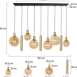 Steinhauer Hanglamp Bollique met Lichtkokers 9-Lichts Messing