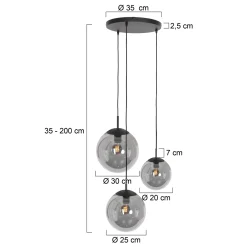 Steinhauer Hanglamp Bollique Getrapt 3-Lichts Zwart