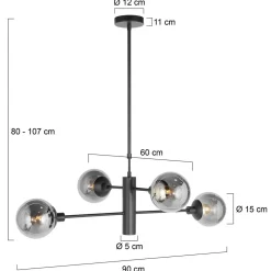 Steinhauer Hanglamp Constellation 5-Lichts Smoke Glas