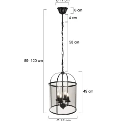 Steinhauer Hanglamp Pimpernel 4-Lichts Zwart