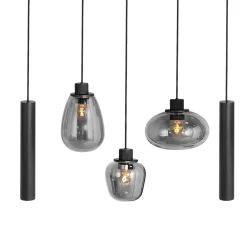 Steinhauer Hanglamp Reflexion met Lichtkokers 9-Lichts Zwart