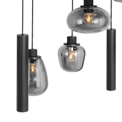 Steinhauer Hanglamp Reflexion met Lichtkokers 9-Lichts Zwart