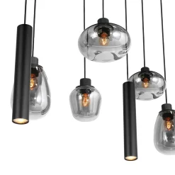 Steinhauer Hanglamp Reflexion met Lichtkokers 9-Lichts Zwart