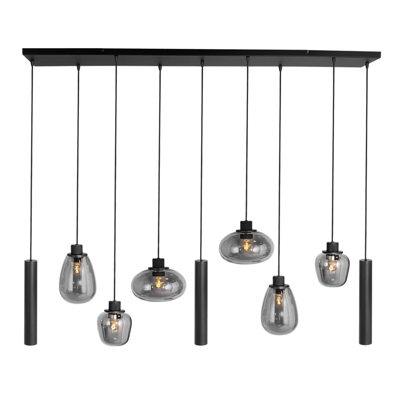 Steinhauer Hanglamp Reflexion met Lichtkokers 9-Lichts Zwart
