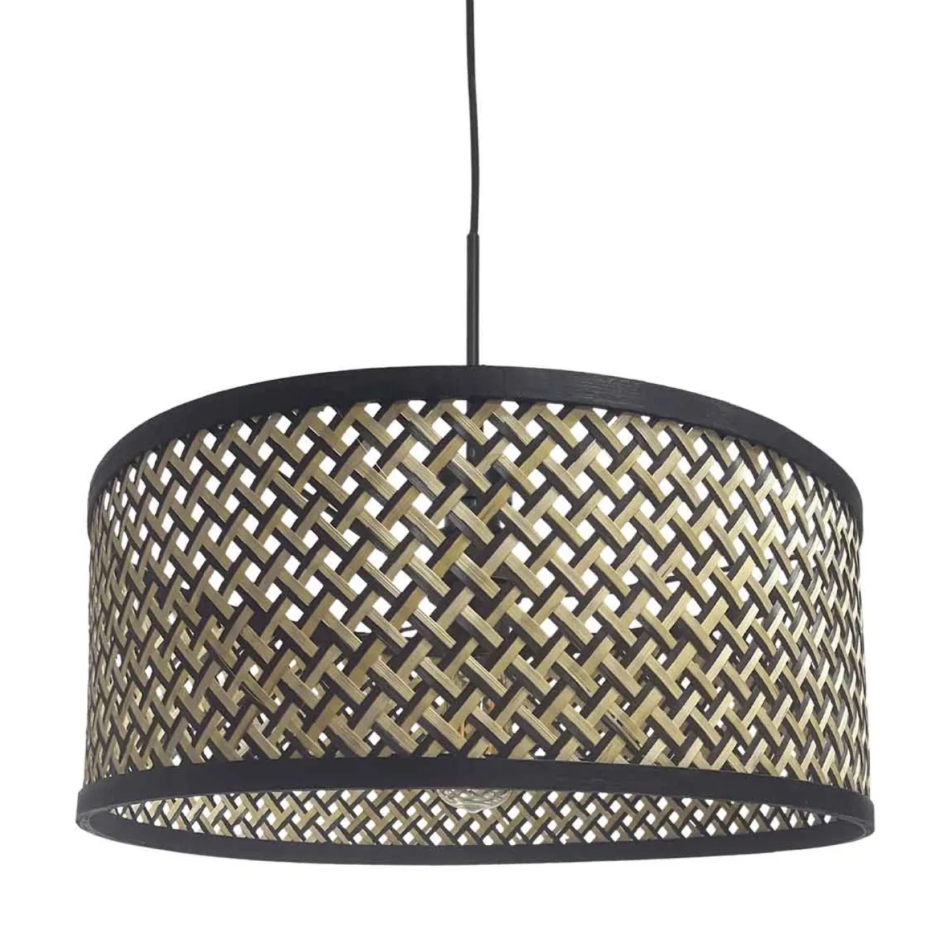 Steinhauer Hanglamp Sparkled Light Zwart Bamboe Naturel/Zwart