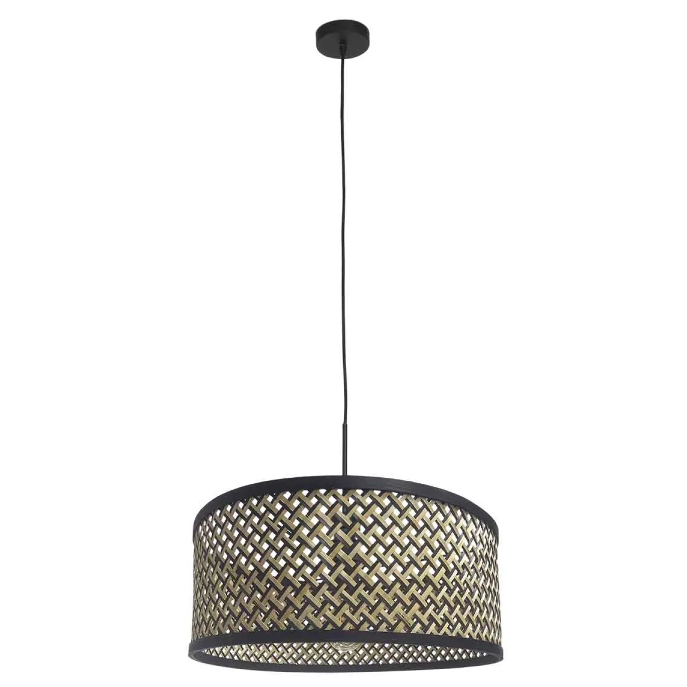 Steinhauer Hanglamp Sparkled Light Zwart Bamboe Naturel/Zwart
