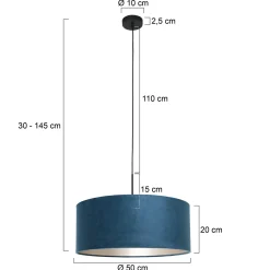 Steinhauer Hanglamp Sparkled Light Zwart Velours Blauw