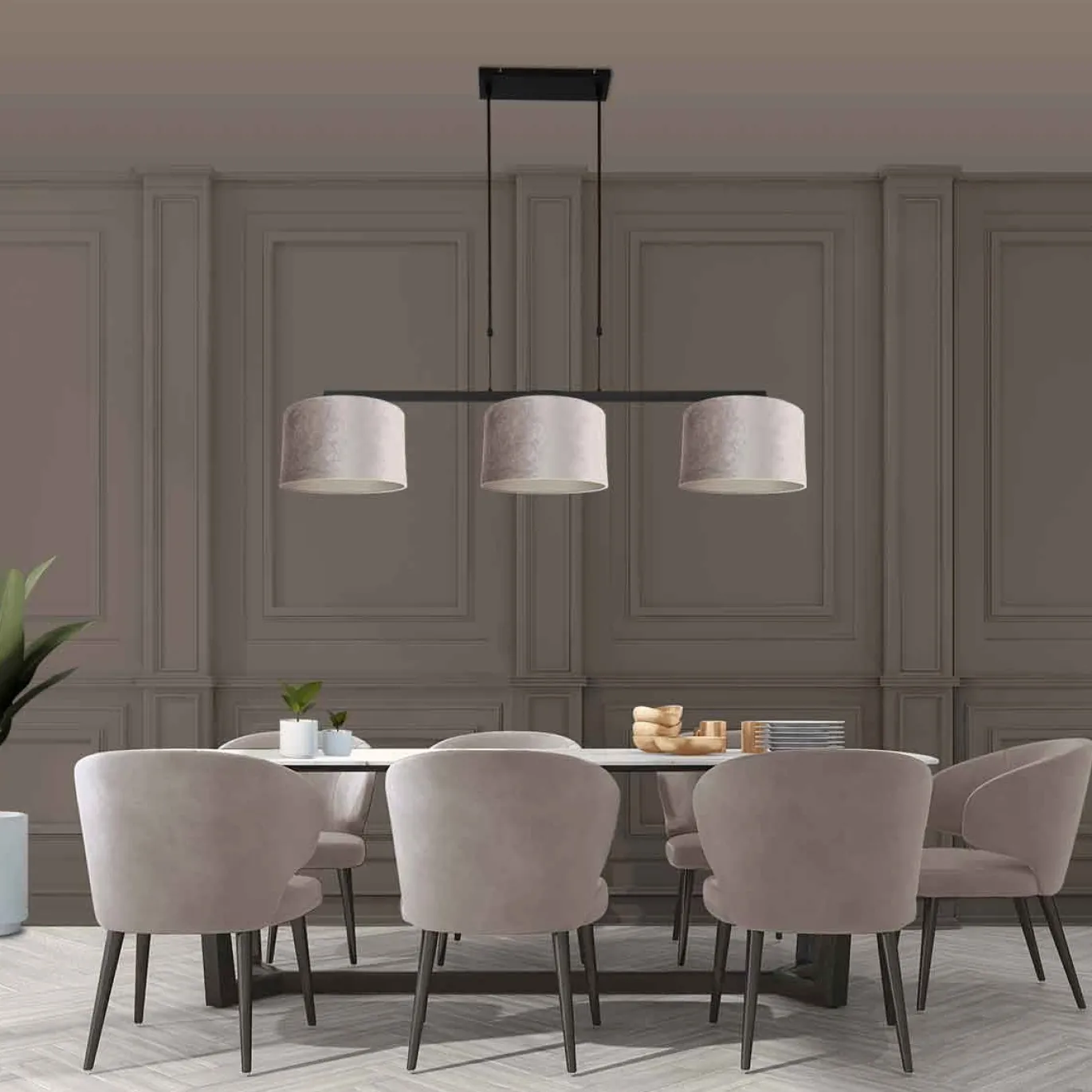 Steinhauer Hanglamp Stang 3-Lichts Velours Taupe