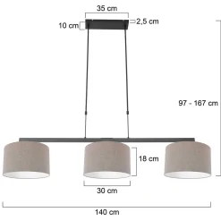 Steinhauer Hanglamp Stang 3-Lichts Grof Linnen Grijs