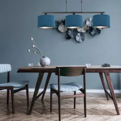 Steinhauer Hanglamp Stang 3-Lichts Velours Blauw