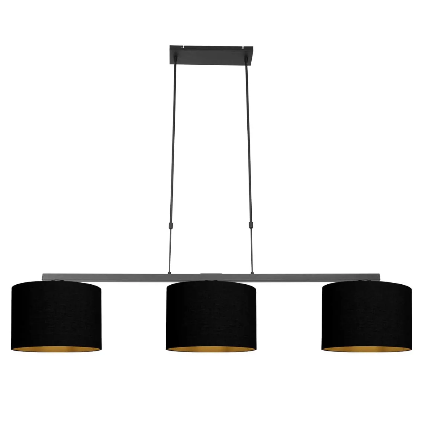 Steinhauer Hanglamp Stang 3-Lichts Linnen Zwart/Goud