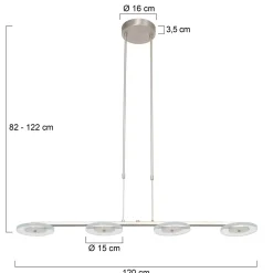 Steinhauer Hanglamp Turound Grijs 4-Lichts