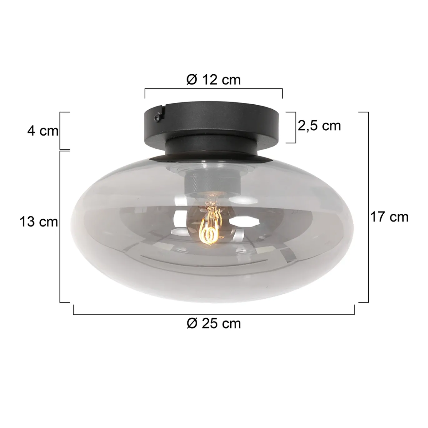 Steinhauer Plafondlamp Reflexion Smoke Ø25cm