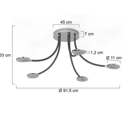 Steinhauer Plafondlamp Turound Grijs Transparant Glas