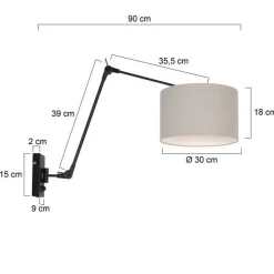 Steinhauer Prestige Chic Wandlamp Met Grijs Linnen Kap Ø30cm