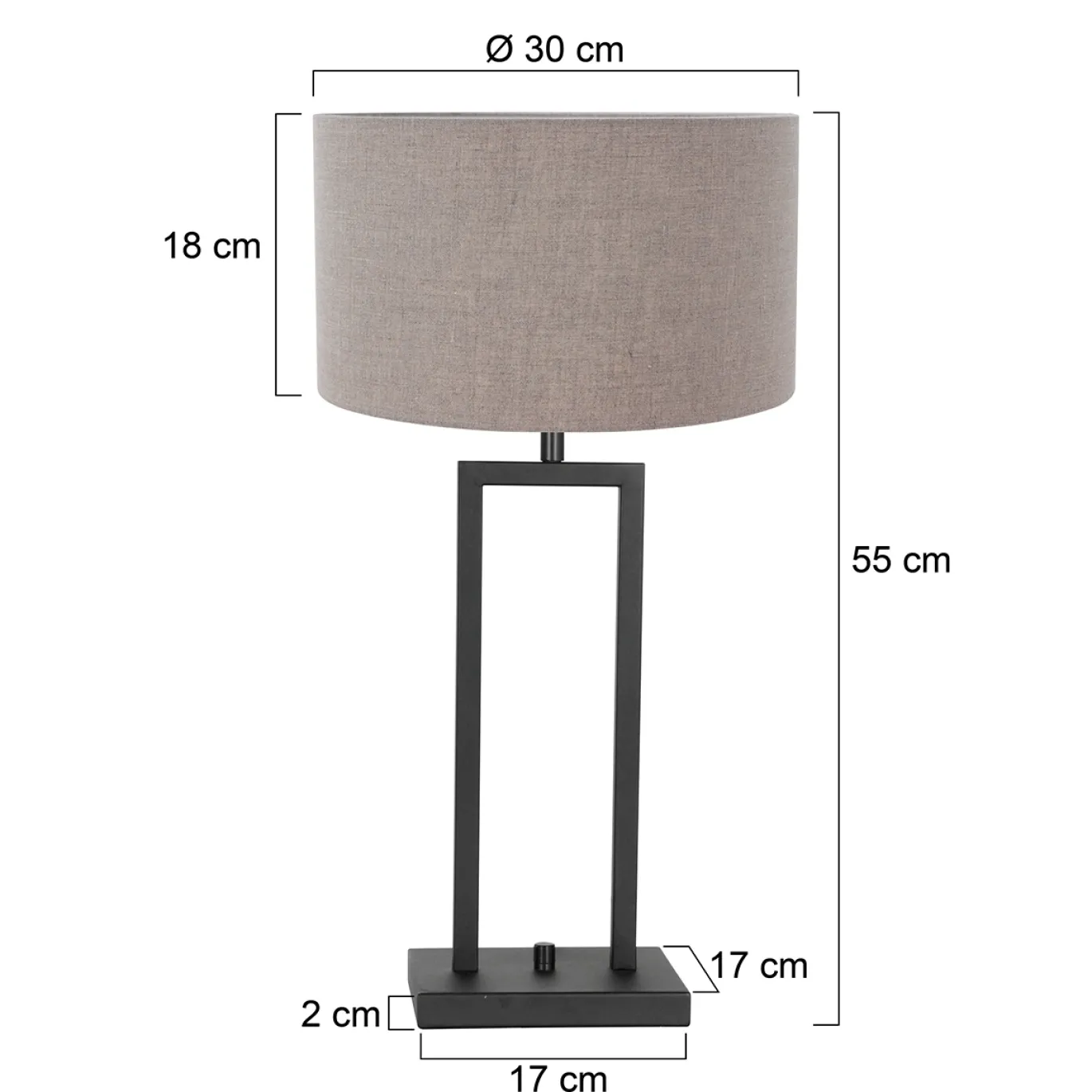 Steinhauer Tafellamp Stang Double Grof Linnen Grijs