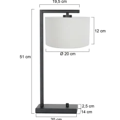 Steinhauer Tafellamp Stang Down Grof Linnen Wit