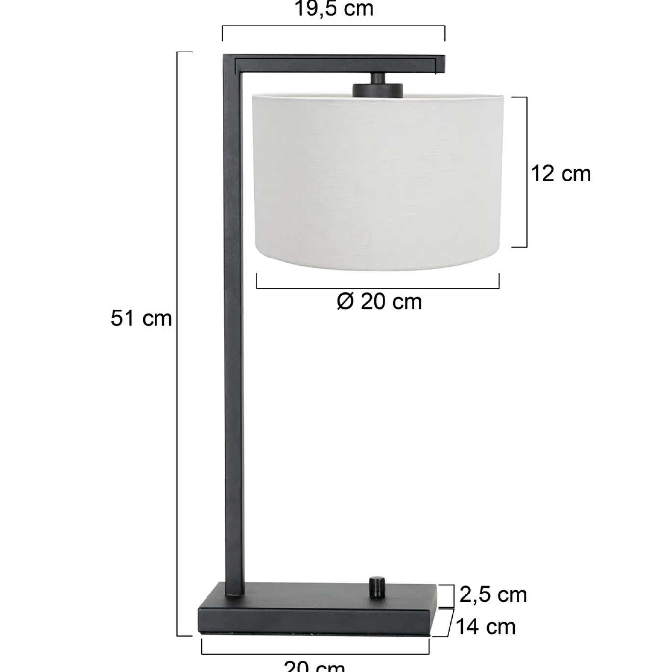 Steinhauer Tafellamp Stang Down Grof Linnen Wit