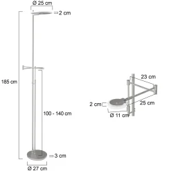 Steinhauer Turound Vloerlamp Staal 2-lichts 187cm