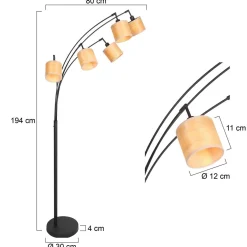 Steinhauer Vloerlamp Bambus 5-Lichts Bamboe Naturel