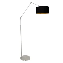 Steinhauer Vloerlamp Prestige Chic Grijs Linnen Zwart/Goud