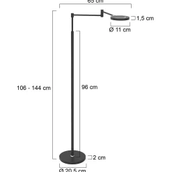 Steinhauer Vloerlamp Soleil Zwart met Zwenkarm & Accu